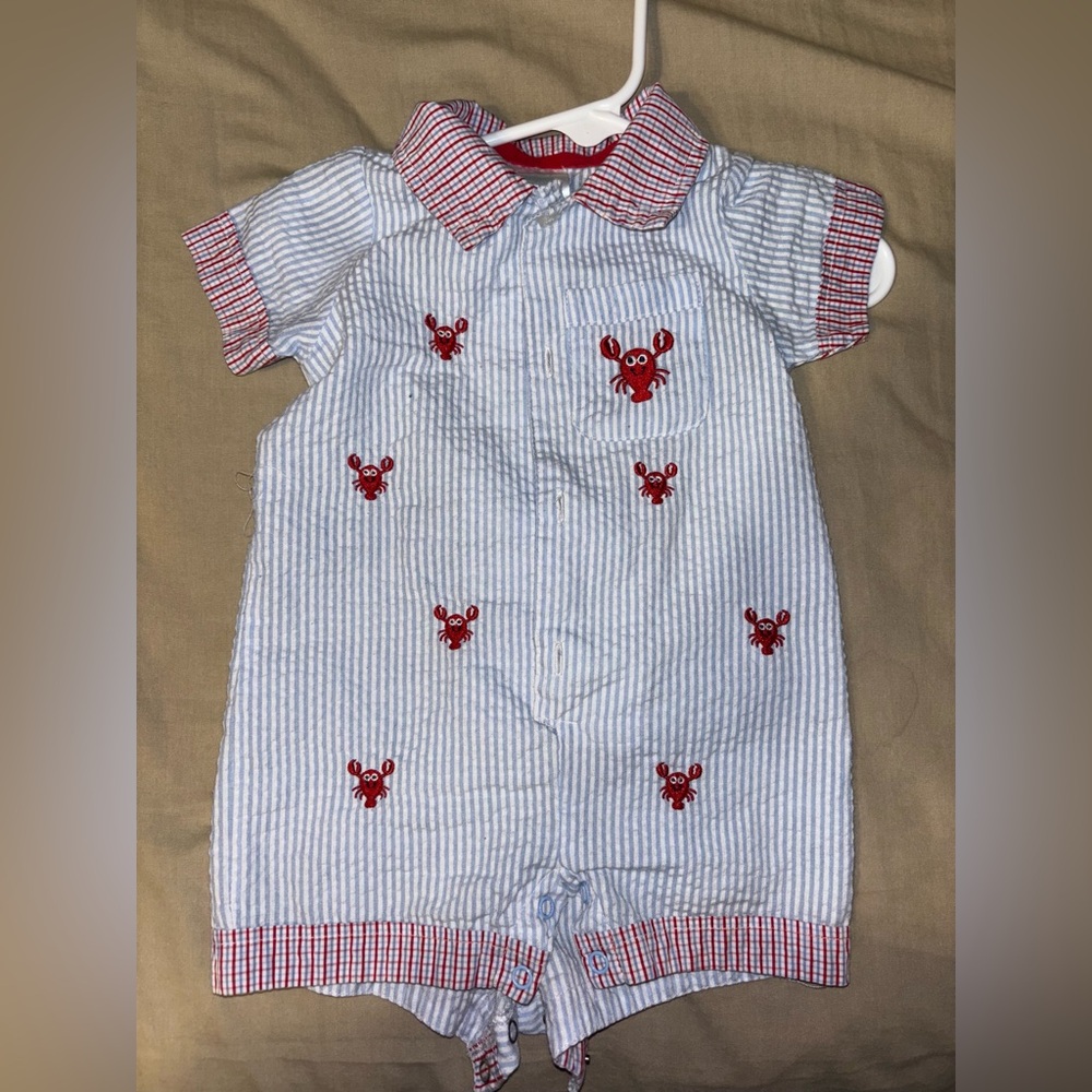 Baby boutique crawfish romper